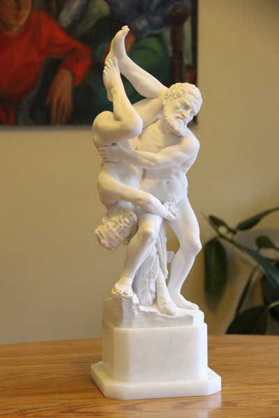 Hercules and Diomedes Marble Statue Wrestlers Rossi Reproduction